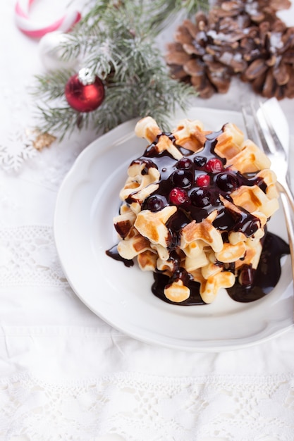 Free Photo | Delicious waffles to celebrate christmas