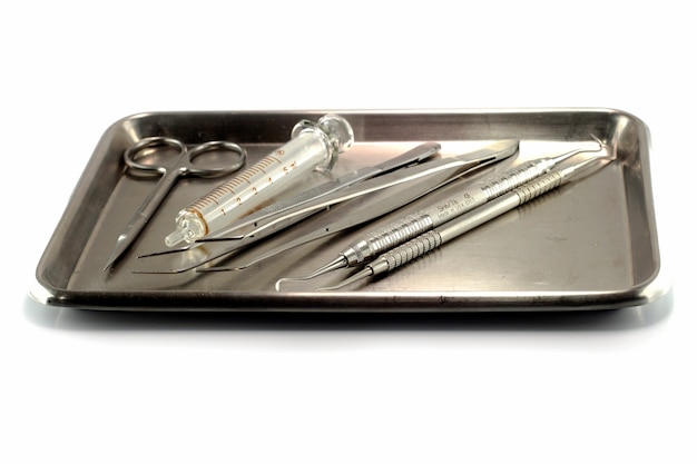 Premium Photo Dental Instrument Set In Stainless Tray 9759