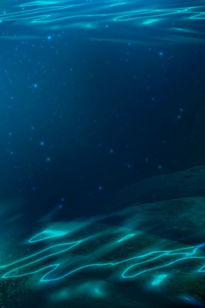 海の深さ海の底水を通る太陽の光線 水中の岩や石海砂3dイラスト プレミアム写真