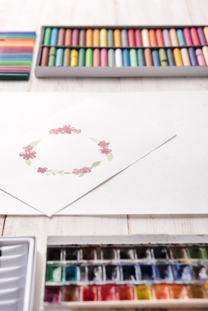 Free Photo | Design Of Flowers Frame Painted With Watercolors On Paper