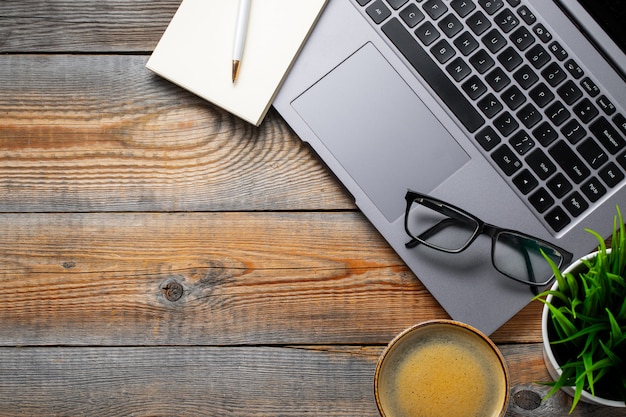 Premium Photo | Desk with laptop.