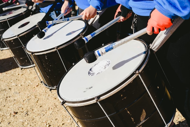 Detail of bass sound drums. Premium Photo