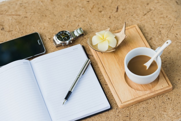 Premium Photo | Diary Book Blank Page On Wood Table