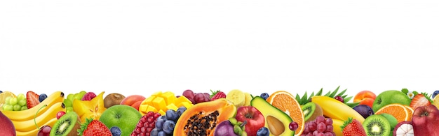 Different fruits isolated on white background with copy space Premium Photo