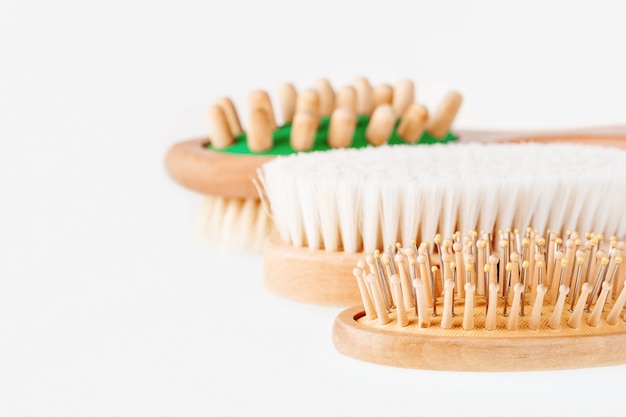 Different Types Of Massage And Hair Brushes Photo Premium Download