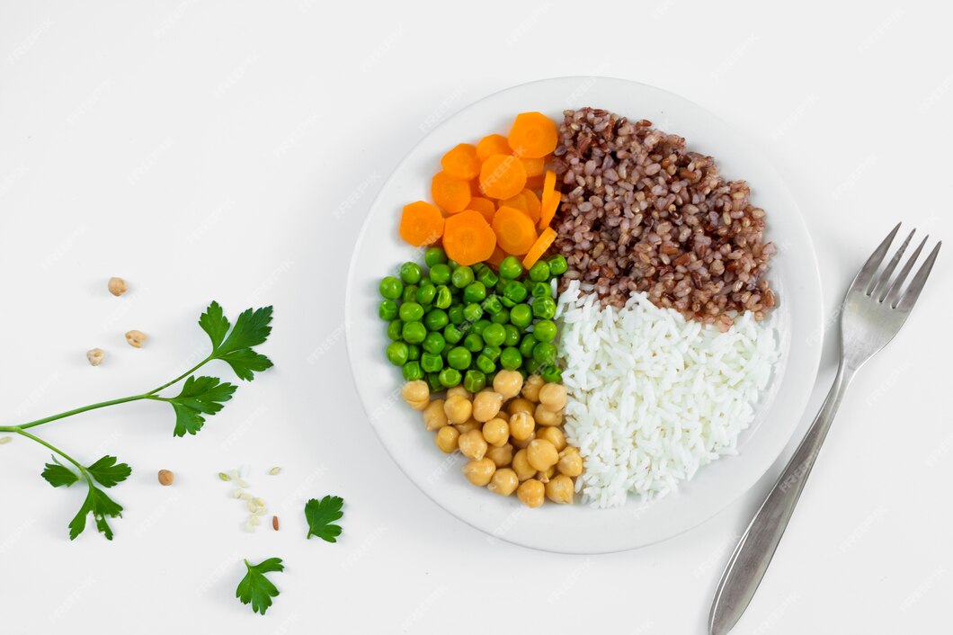 Free Photo | Different types of porridge with vegetables on plate