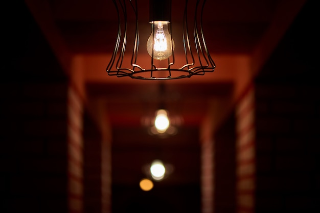  Dim  light  bulbs in the dark corridor Photo  Premium Download