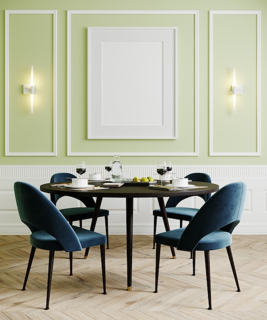 Dining Room With Blue Chairs And Lamps, Light Blue Chairs In Dining Room