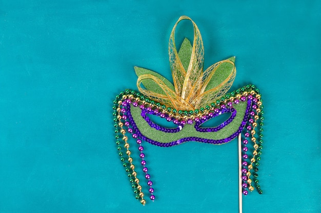 Diy masquerade mask mardi gras, fat tuesday. Premium Photo