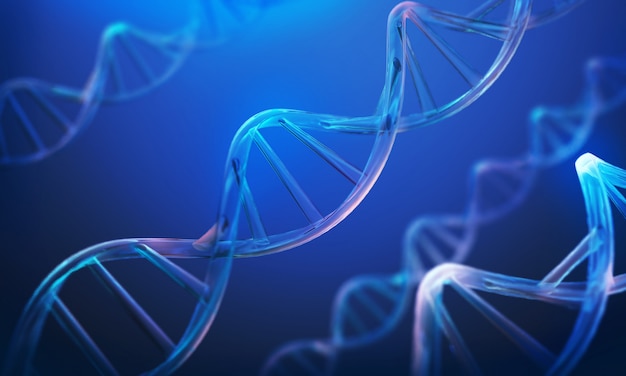 Dna helix, molecule or atom, abstract structure for science or medical background Premium Photo