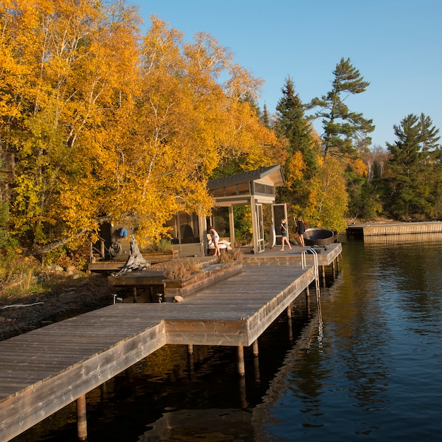 Premium Photo | Dock at the lakeside, kenora, lake of the woods