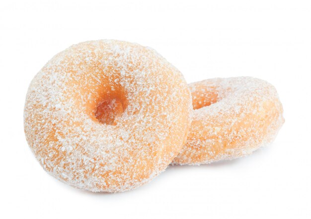 Premium Photo | Donuts with sugar on white background