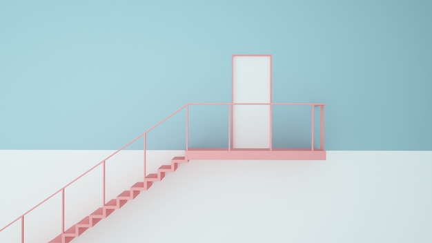 Door paper art concept pastel color background -3d rendering Premium Photo