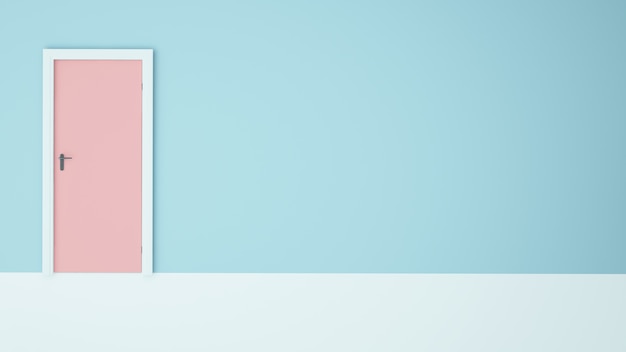 ドアペーパーアートコンセプトパステルカラー背景 3dレンダリング プレミアム写真