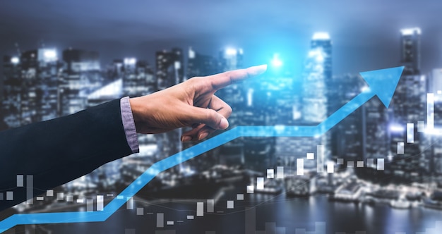 Double exposure of business profit growth Premium Photo