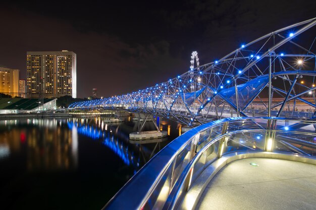 Double Helix Bridge In Singapore At Night Editorial Photo   Image Of