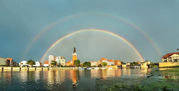 Premium Photo Double Rainbow Above Elblag Town In The Warmian