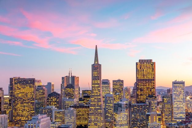 Premium Photo | Downtown city skyline san francisco cityscape in usa at ...