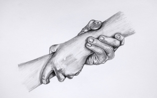 Premium Photo | Drawing giving a helping hand. sketch of two hands ...