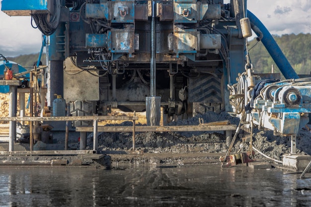 Premium Photo Drilling Rig Close Up At A Construction Site Deep Hole