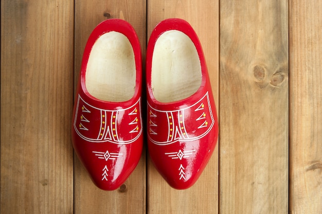 red wooden shoes