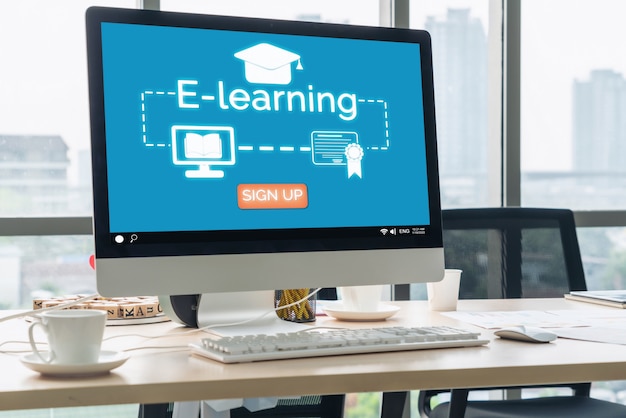 E Learning And Online Education For Student And University Concept