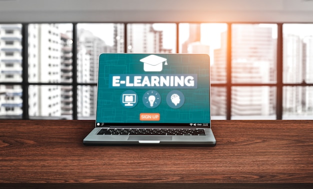 Premium Photo | E-learning for student and university background