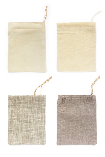 Download Eco natural cotton small sack bags, made of linen, mockup ...