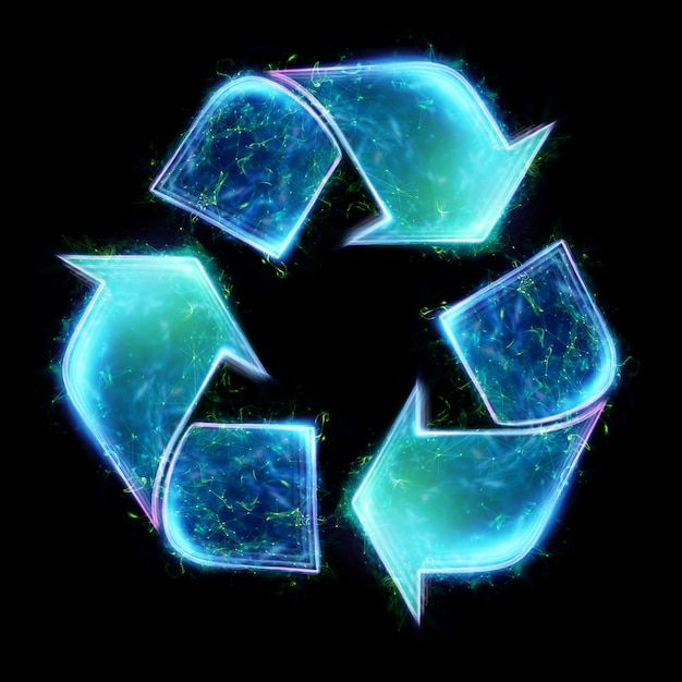エコリサイクルグリーンシンボル クリーンランド ゴミ処理のコンセプト 3dイラスト 3dレンダリング プレミアム写真