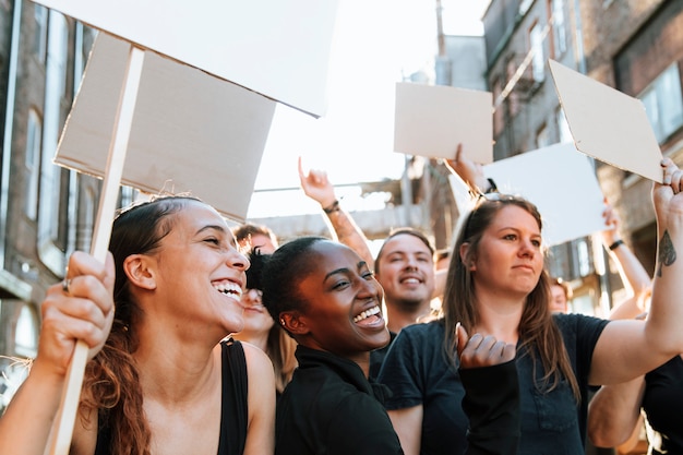 Premium Photo | Ecstatic protesters marching through the city