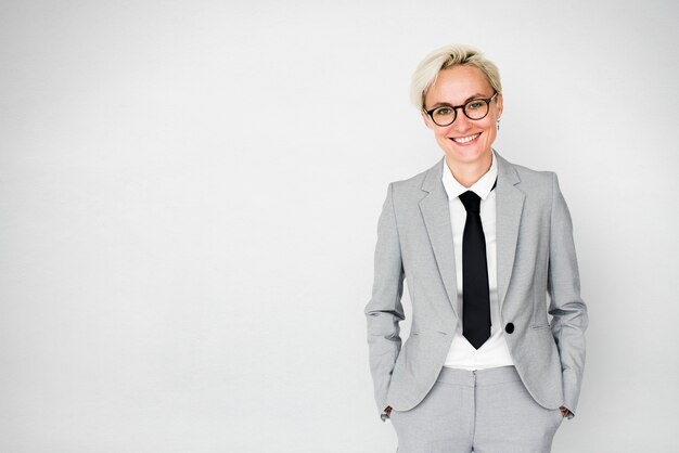 Edgy Business Woman With Short Blonde Hair Photo Premium Download