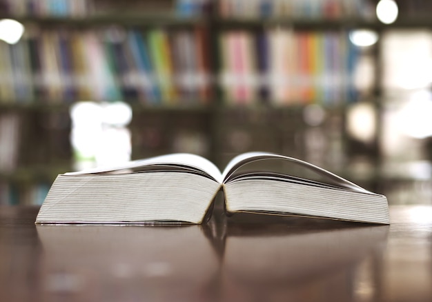 Education book library placed on the table study for knowledge learning and teaching Premium Photo