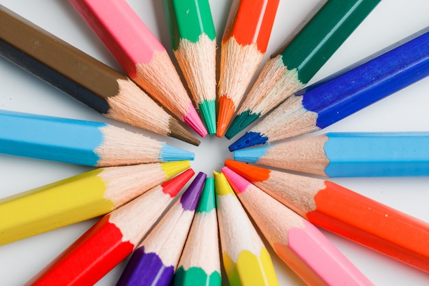 Free Photo | Education concept with colored pencils on white.