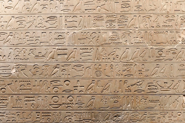 Premium Photo | Egyptian hieroglyphs and ancient drawings on clay ...