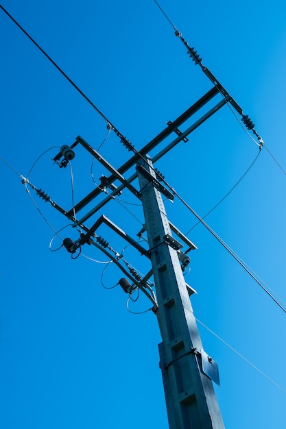 Premium Photo | Electric power distribution turret on natural sky ...