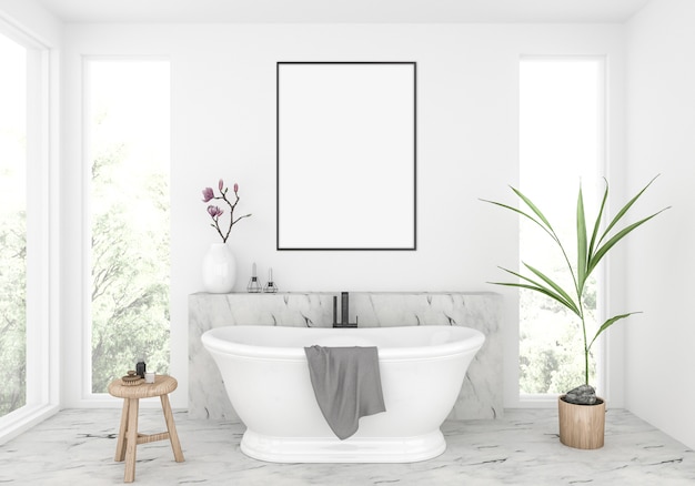 Download Elegant bathroom, vertical frame mockup, artwork display | Premium Photo