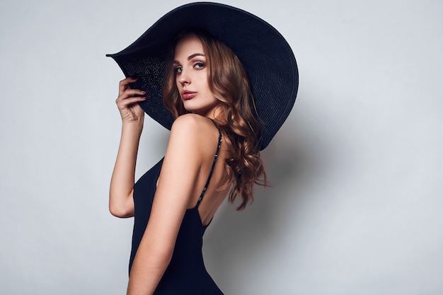 beautiful woman in black dress