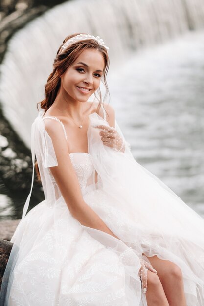 waterfall wedding dress
