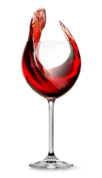 Premium Photo | Elegant red wine splashing in wineglass isolated on white