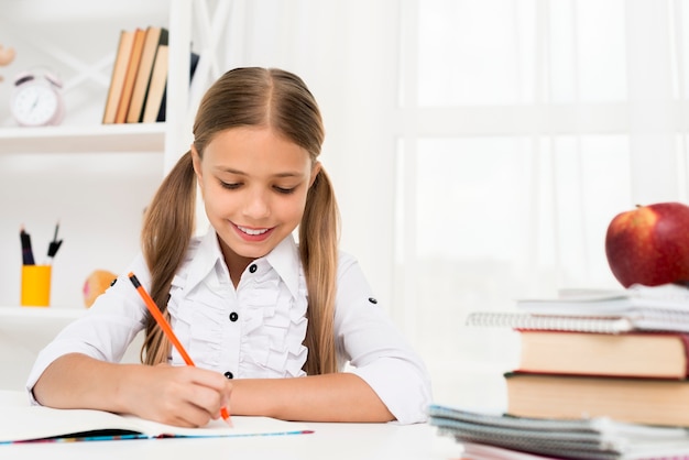 a girl doing homework