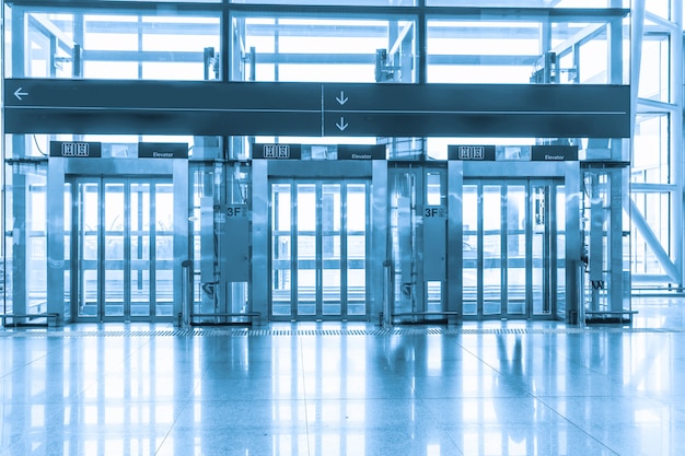 Elevator in airport terminal | Premium Photo