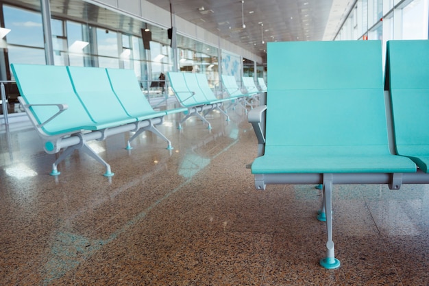 Premium Photo Empty Airport Seat With Nobody Waiting For Delay Plane Call With Nobody Flight Cancellations And Travel Concept Tourism And Holidays Lifestyle In Europe