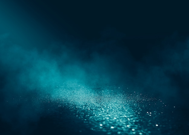 空の背景シーン 濡れたアスファルトの暗い通りの反射 暗いネオンの光線 ネオンの数字 煙 空のステージショーの背景 抽象的な暗い背景 プレミアム写真