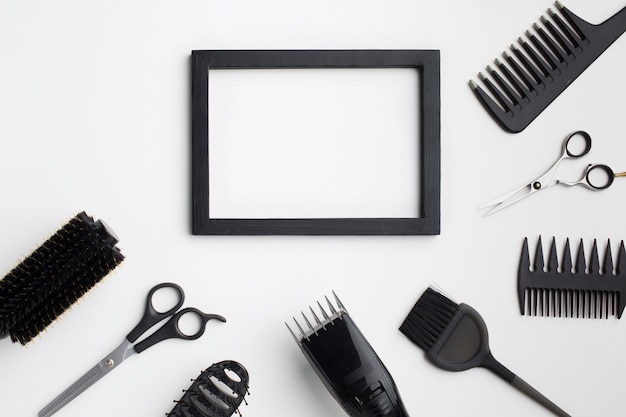 Empty Frame With Hair Supplies Free Photo