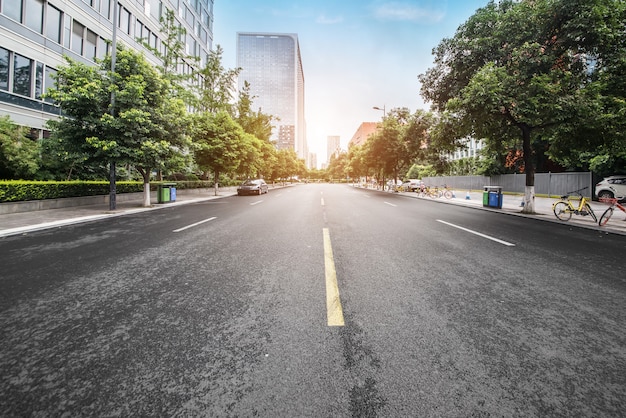 Premium Photo | Empty highway with cityscape and skyline of chengdu,china