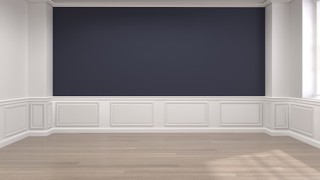 Premium Photo | Empty room blue wall classic style room