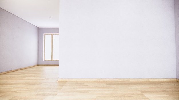 Premium Photo Empty Room White On Wooden Floor Interior Design 3d Rendering