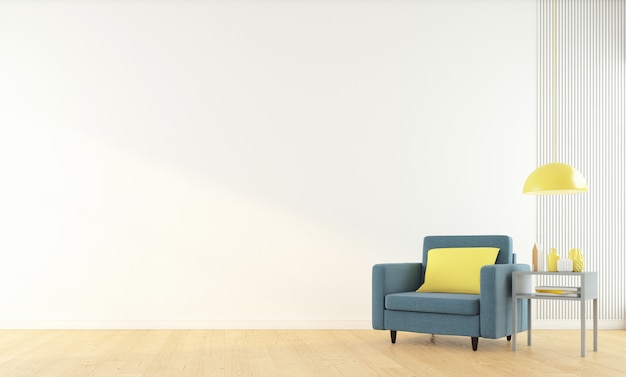 Premium Photo | Empty room with armchair and side table, white wall and ...
