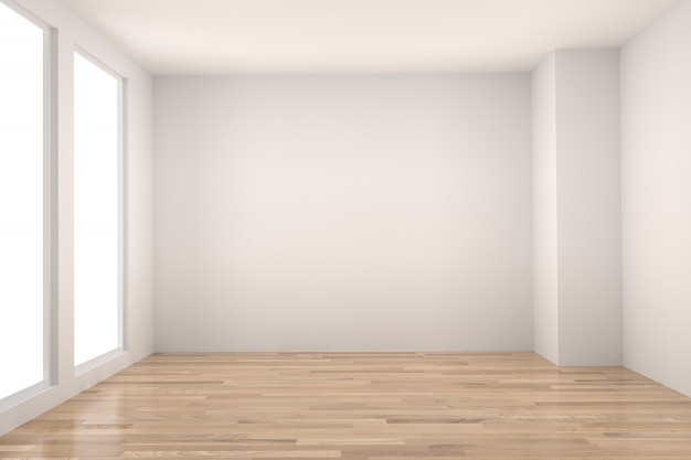 Empty room in wood floor with light interior in 3d rendering Photo ...