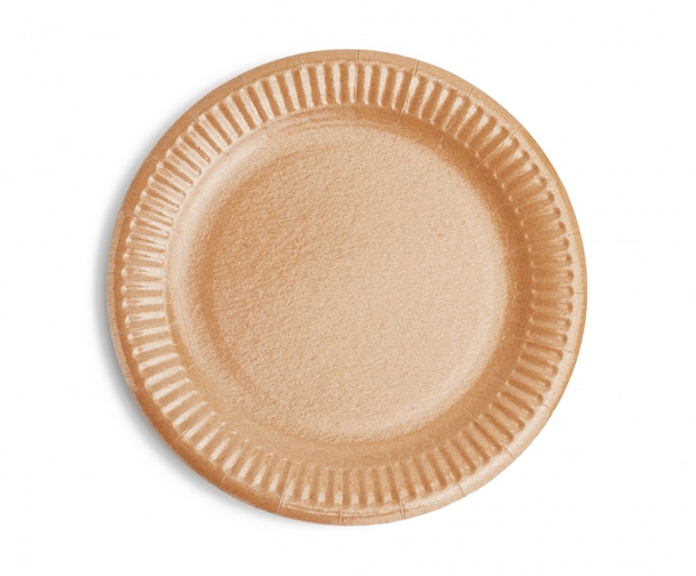 Premium Photo | Empty round brown disposable plate made from recycled ...